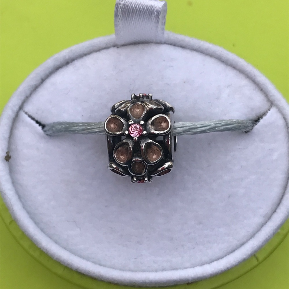 CHAMILIA Sterling Silver flower bead w/ pink stone